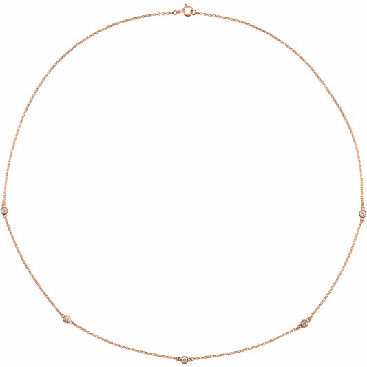 14K Rose 1/4 CTW Diamond 5-Station 18 Necklace
