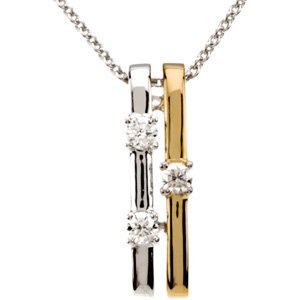 14K White & 14K Yellow 1/10 CTW Diamond Bar 18 Necklace