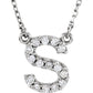 14K White Initial S 1/8 CTW Diamond 16 Necklace