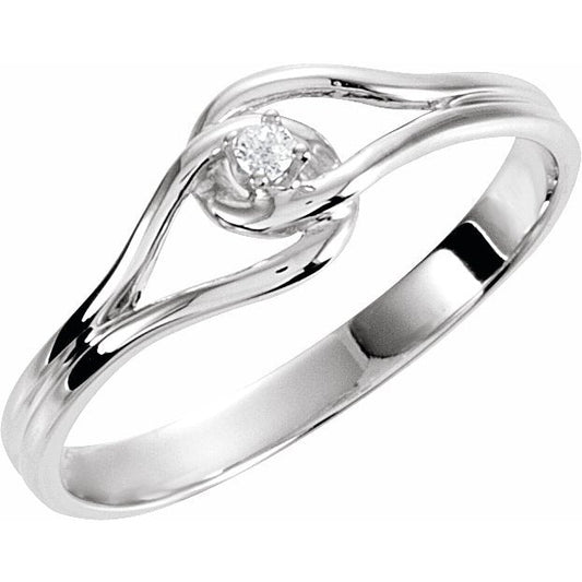 14K White .02 CT Diamond Interlocking Ring