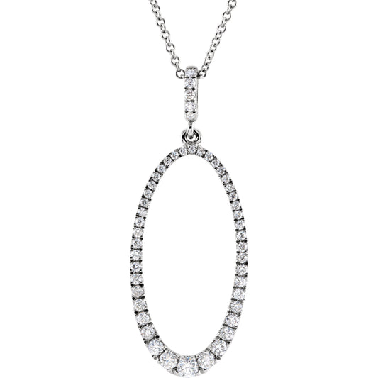 14K White 5/8 CTW Diamond Oval Silhouette 18 Necklace