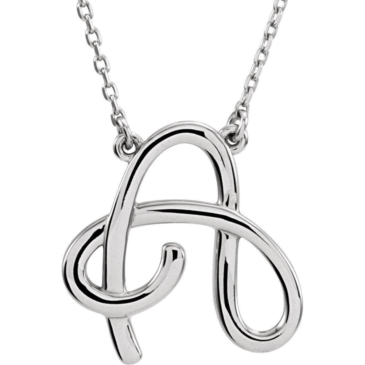 14K White Script Initial A 16 Necklace
