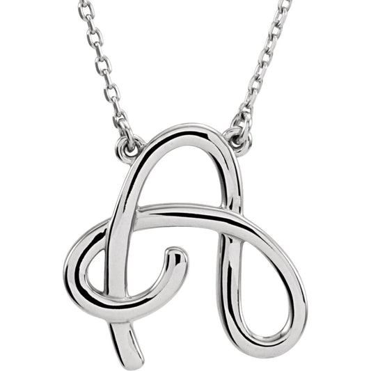 14K White Script Initial A 16 Necklace