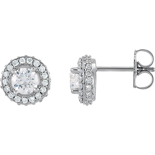 14K White 9/10 CTW Diamond Earrings