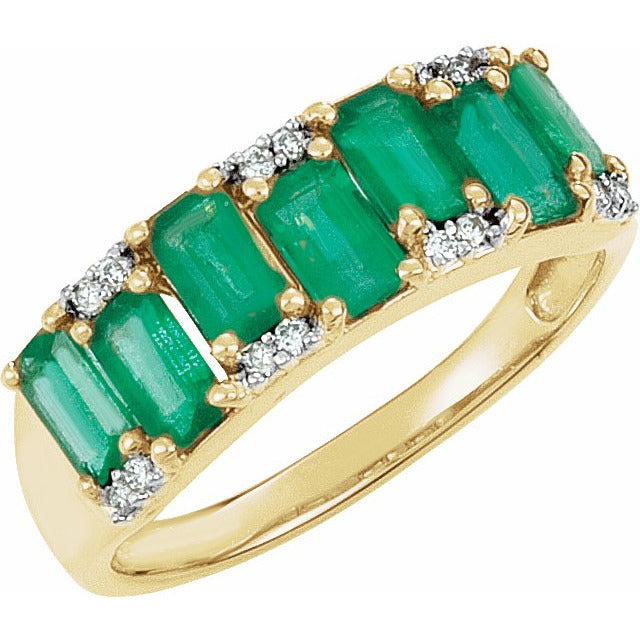 14K Yellow 5 x 3 mm Emerald & .07 CTW Diamond Ring