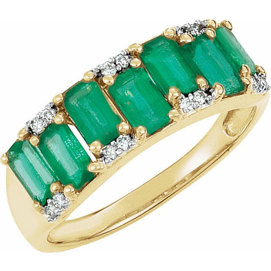 14K Yellow 5 x 3 mm Emerald & .07 CTW Diamond Ring