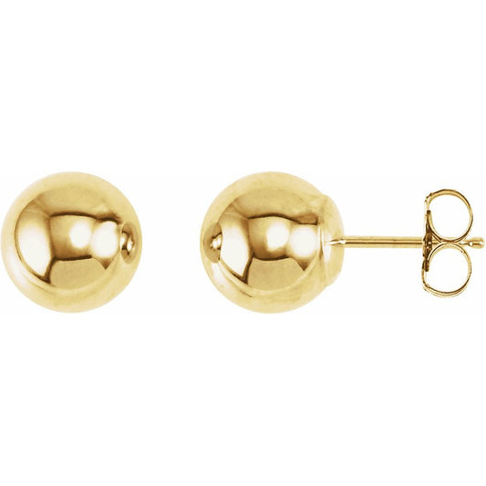 14K Yellow 8 mm Ball Earrings