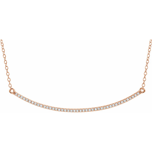 14K Rose 1/6 CTW Diamond Bar 16-18 Necklace