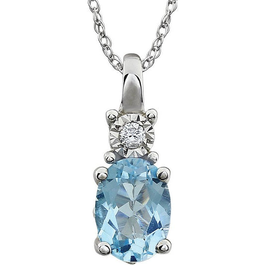 14K White Sky Blue Topaz & .02 CTW Diamond 18 Necklace