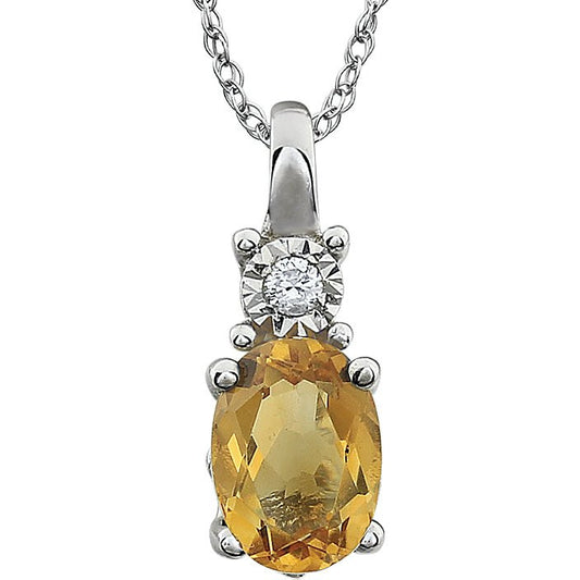 14K White Citrine & .02 CTW Diamond 18 Necklace