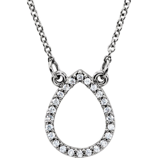 14K White 1/10 CTW Diamond Teardrop 16 Necklace