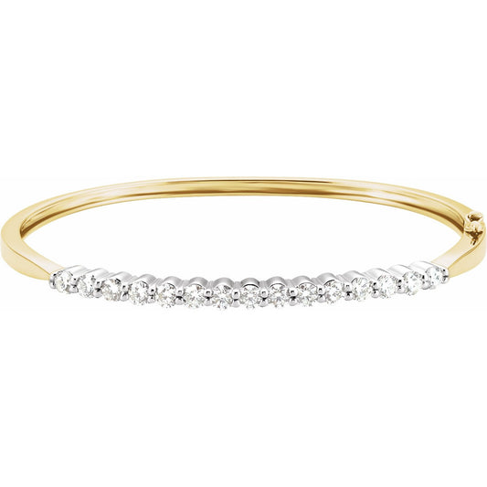 14K Yellow/White 2 1/8 CTW Diamond Bangle 7 Bracelet