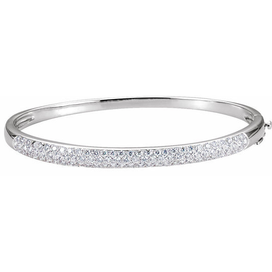 14K White 1 1/2 CTW Diamond Bangle 7 Bracelet