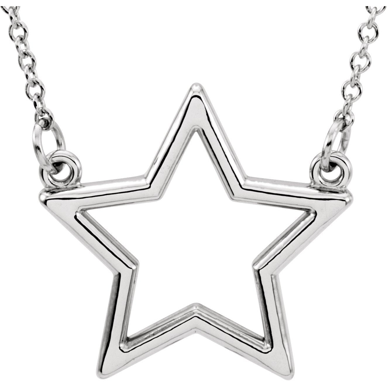 14K White Star 16 Necklace