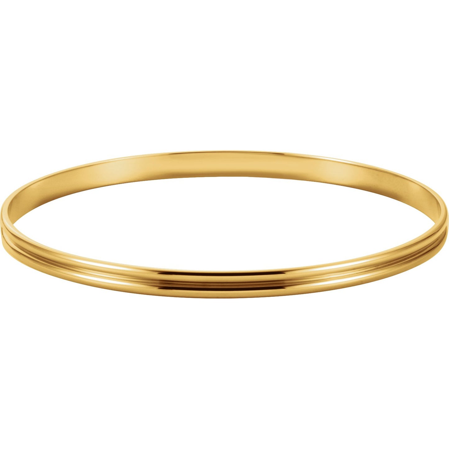 14K Yellow 4 mm Grooved Bangle Bracelet