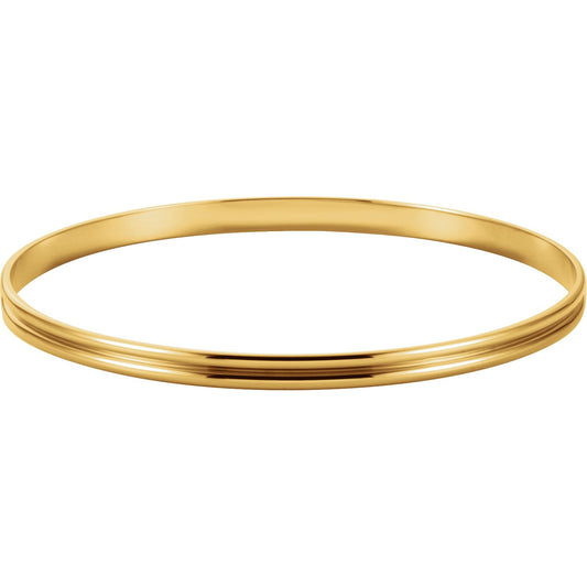 14K Yellow 4 mm Grooved Bangle Bracelet