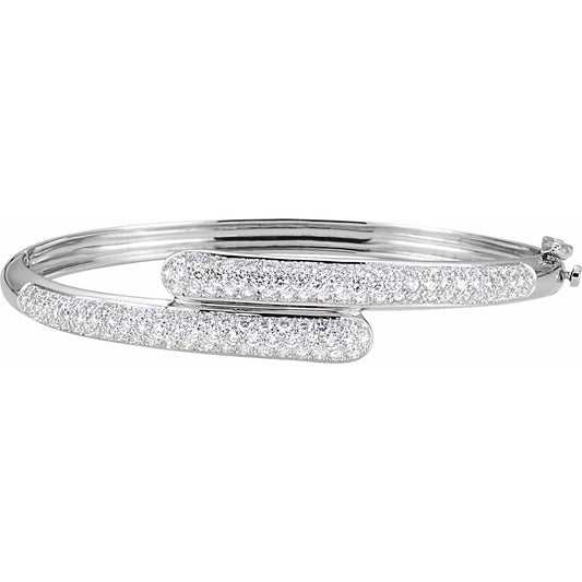 14K White 3 CTW Diamond Bangle Bracelet