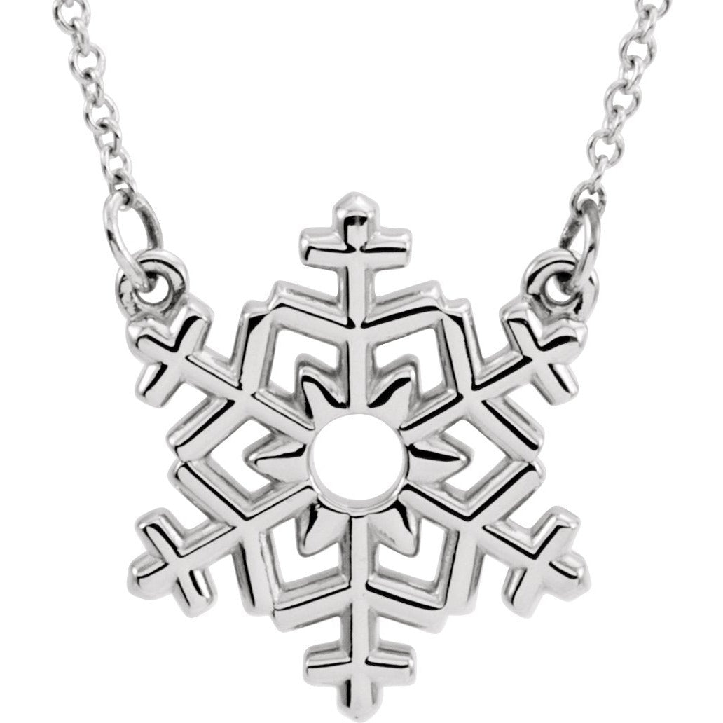 14K White Snowflake 16 Necklace