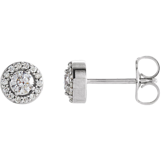 14K White 1/4 CTW Diamond Halo-Style Earrings
