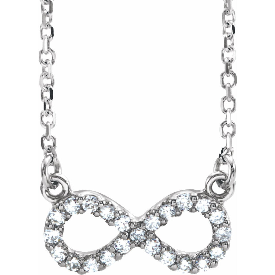 14K White 1/8 CTW Diamond Infinity 16 1/2 Necklace