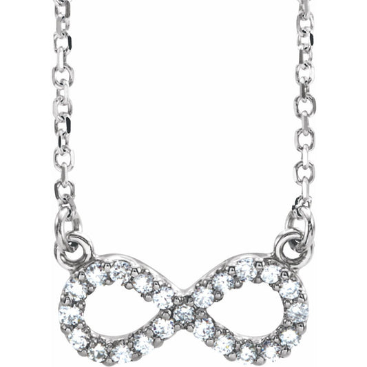 14K White 1/8 CTW Diamond Infinity 16 1/2 Necklace