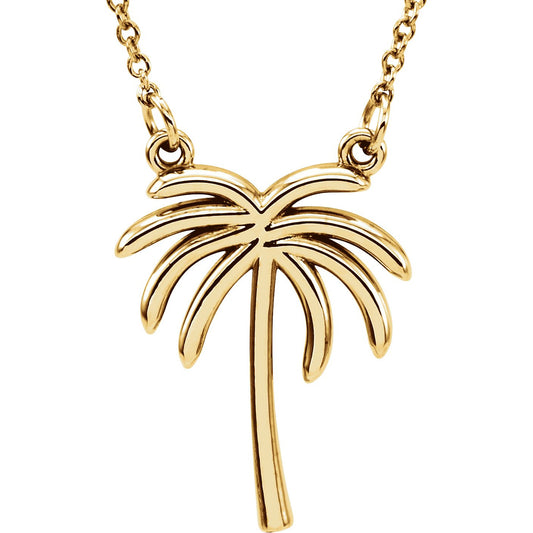 14K Yellow Palm Tree 16 1/2 Necklace