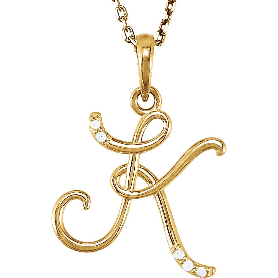 14K Yellow .025 CTW Diamond Initial K 18 Necklace