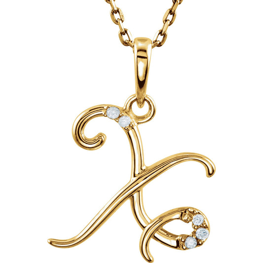 14K Yellow .02 CTW Diamond Initial X 18 Necklace