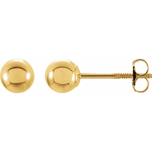 14K Yellow 3 mm Ball Stud Earrings