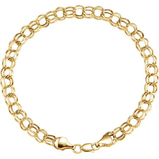 14K Yellow 7.9 mm Double Link Charm 8 Bracelet