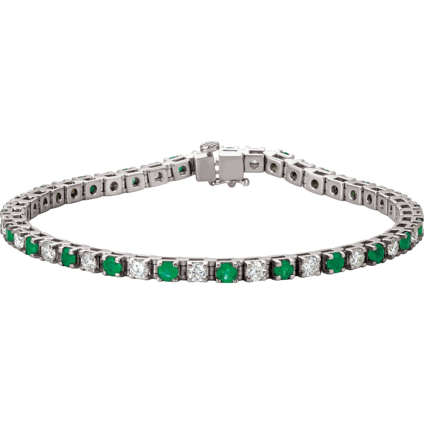 Platinum Emerald & 2 1/3 CTW Diamond Line 7  Bracelet