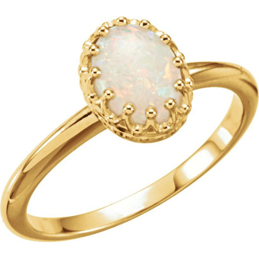 14K Yellow Opal Crown Ring