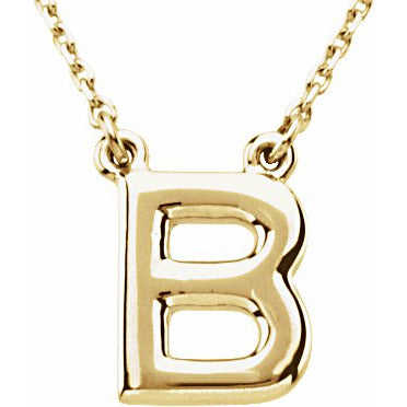 14K Yellow Block Initial B 16 Necklace
