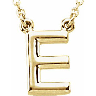 14K Yellow Block Initial E 16 Necklace