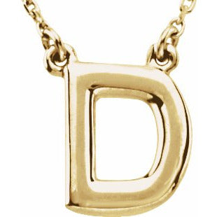 14K Yellow Block Initial D 16 Necklace