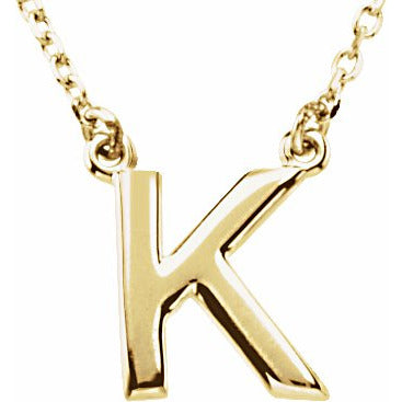 14K Yellow Block Initial K 16 Necklace