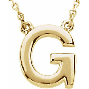 14K Yellow Block Initial G 16 Necklace