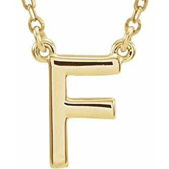 14K Yellow Block Initial F 16 Necklace