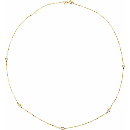 14K Yellow 3/4 CTW Diamond 5-Station 18 Necklace