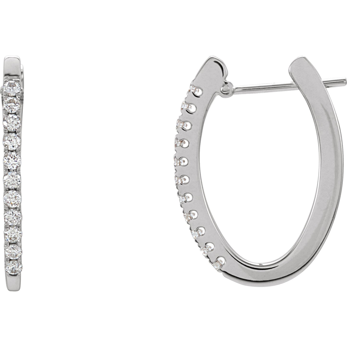 14K White 1/3 CTW Diamond 20 mm Hoop Earrings