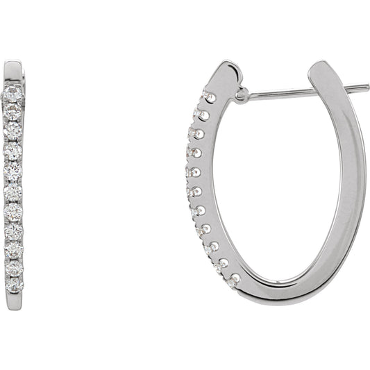 14K White 1/3 CTW Diamond 20 mm Hoop Earrings