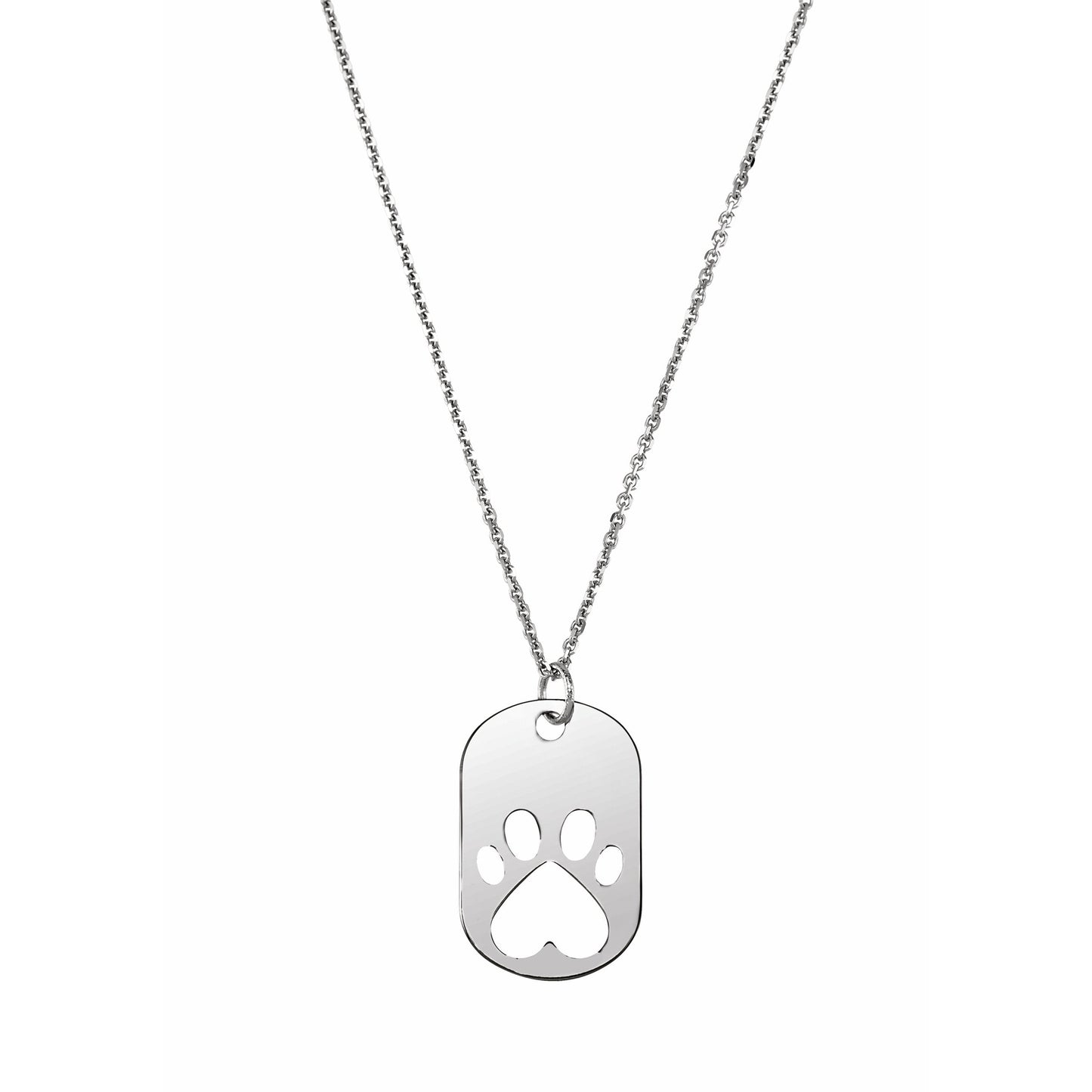14K White Our Cause for Pawsu2122 Dog Tag 18 Necklace