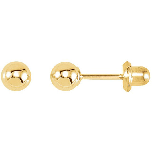 14K Yellow Ball Stud Piercing Earrings