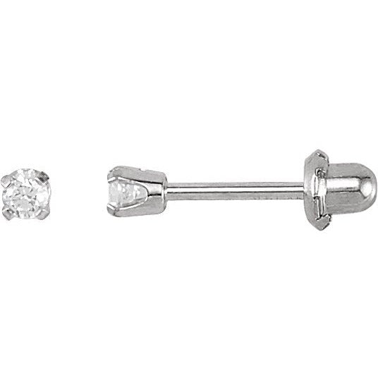 14K White Gold-Plated & 14K Yellow 2 mm Round Cubic Zirconia Piercing Stud Earrings
