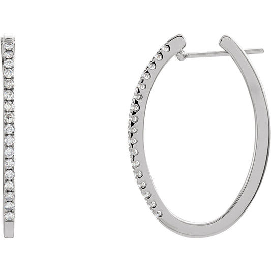 14K White 1/2 CTW Diamond 29 mm Hoop Earrings