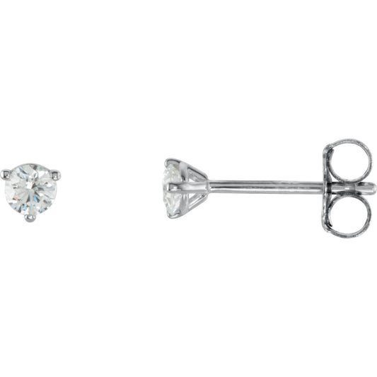 14K White 1/5 CTW Diamond Stud Earrings