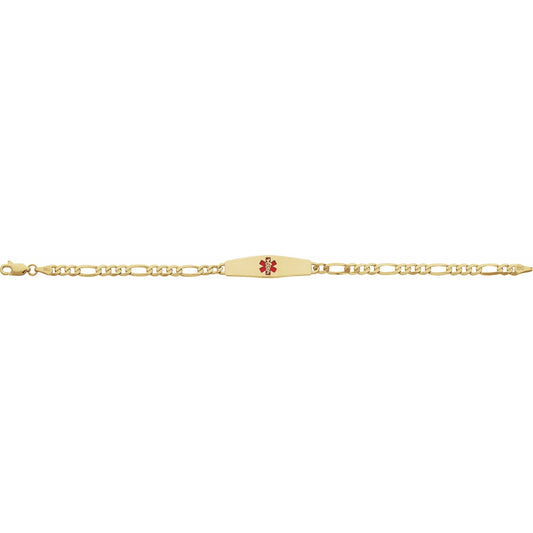 14K Yellow & Red Enamel Medical Identification 7 Bracelet