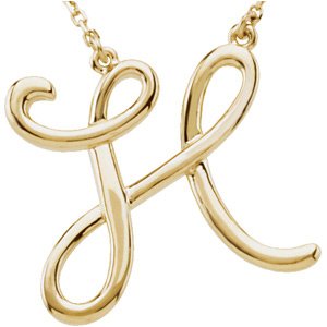 14K Yellow Script Initial H 16 Necklace