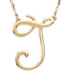 14K Yellow Script Initial J 16 Necklace