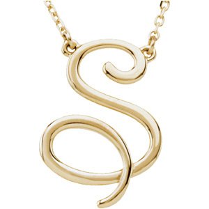 14K Yellow Script Initial S 16 Necklace